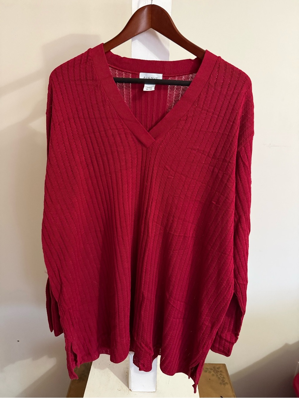 Avenue Ribbed V Neck Sweater